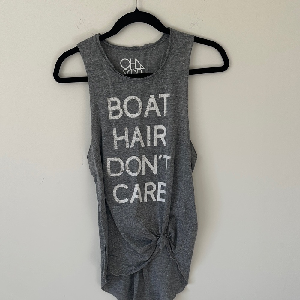 Gray Sleeveless Graphic Tank Top